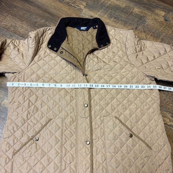 Lands' End Quilted Chore Barn Jacket Women Plus 1X 16W-18W Beige Tan Coat Zip - Picture 2 of 12